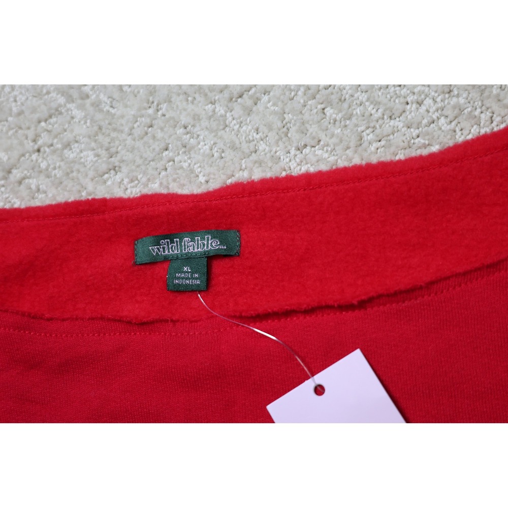 Wild Fable Riviera Red Hard Pass Heart Off Shoulder Sweatshirt XL P616X6 - Picture 6 of 7